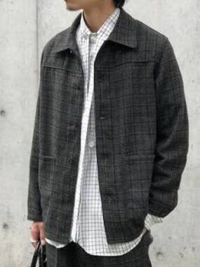 Needles Plaid Tweed D.N. Coverall Chore Jacket In Charcoal Made In Japan L
